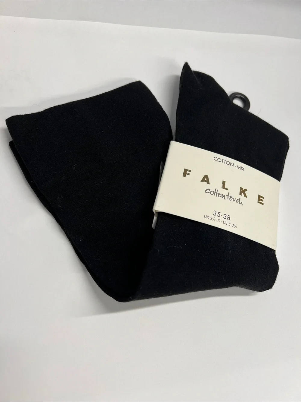Falke Cotton Mix Cotton Touch 35-38 (US 5 - 7.5) 12” Tall Black Socks